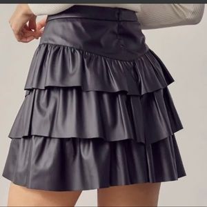 Flirty tiered faux leather skirt
